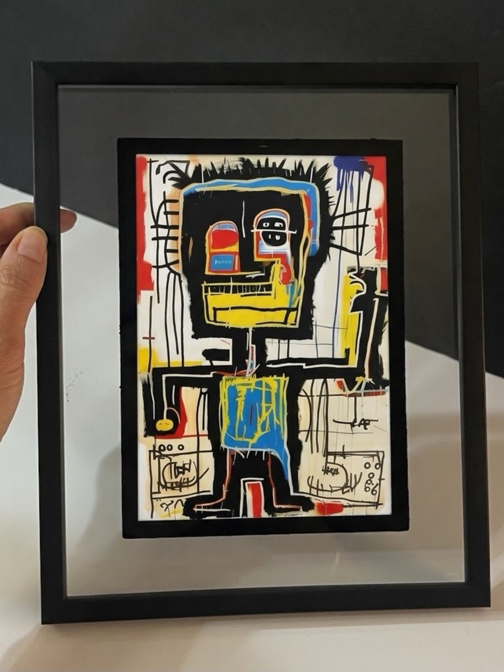 Framed Modern Pop Art print Framed Basquiat-Style Floating Frame Art print